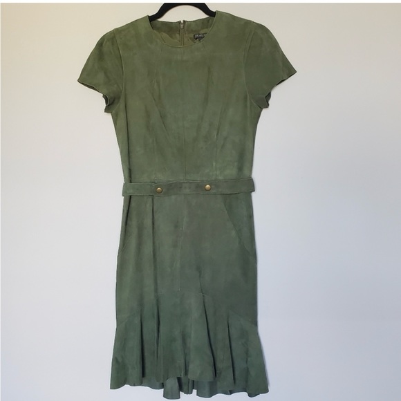 Rachel Zoe sz 4 goatsuede dress in olive green as seen on megan markle - Picture 1 of 8